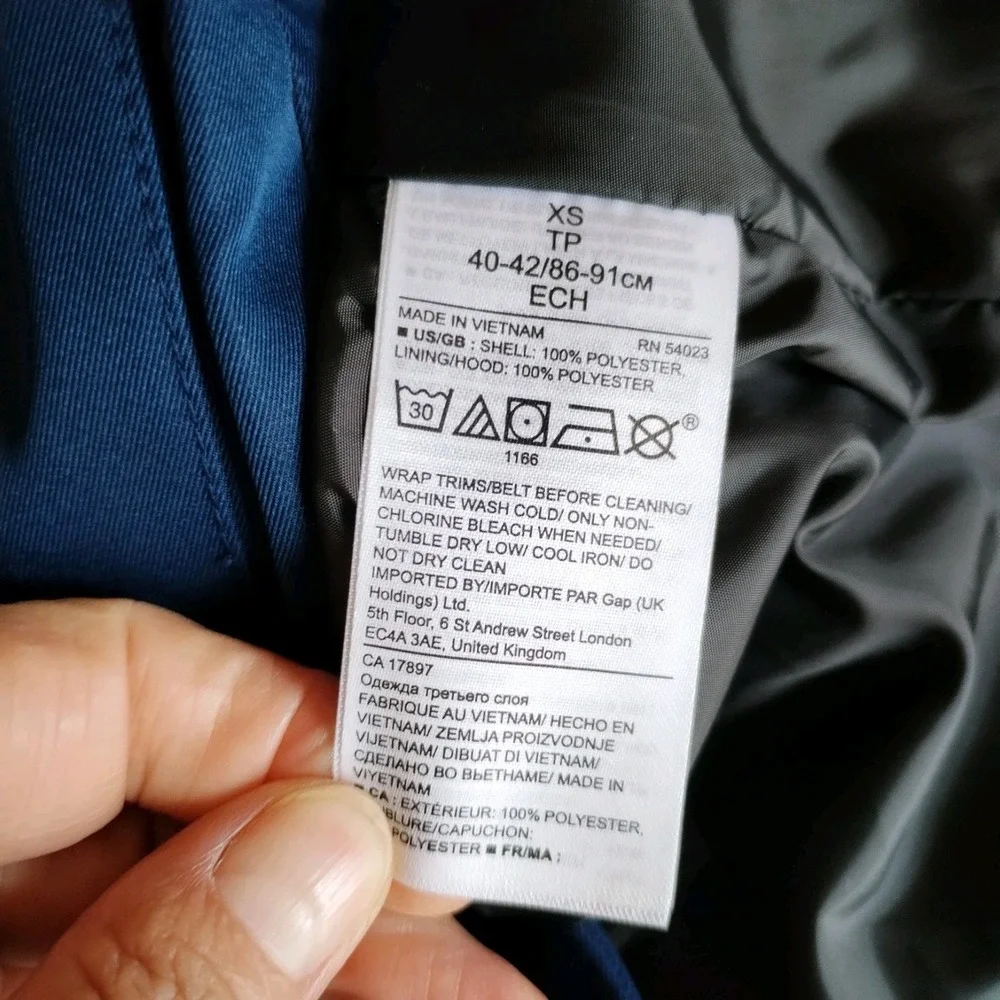 Banana Republic Men's Navy Blue Field Jacket XS Water Resistant‎ Utility Hooded